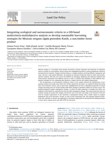 Integrating ecological and socioeconomic criteria in a GIS-based multicriteria-multiobjective analysis to develop sustainable harvesting strategies for Mexican oregano Lippia graveolens Kunth, a non-timber forest product