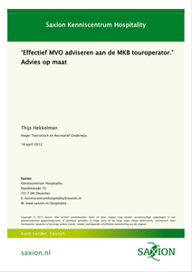 Effectief MVO adviseren aan de MKB touroperator