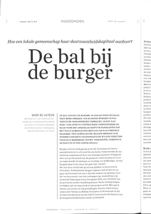 De bal bij de burger. Hoe een lokale gemeenschap haar duurzaamheidskapitaal aanboort. Vitale Stad 201302. pp. 52-55