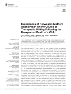 Experiences of Norwegian Mothers Attending an Online Course of Therapeutic Writing Following the Unexpected Death of a Child