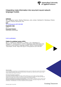 Integrating meta-Information into recurrent neural network language models