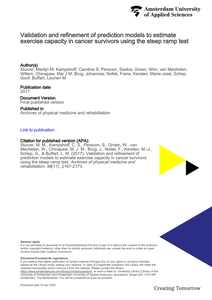 Validation and refinement of prediction models to estimate exercise capacity in cancer survivors using the steep ramp test