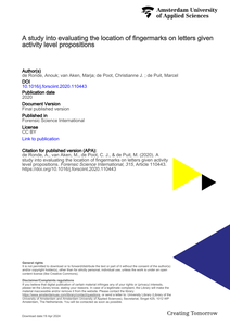 A study into evaluating the location of fingermarks on letters given activity level propositions