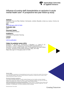 Influence of nursing staff characteristics on seclusion in acute mental health care—A prospective two-year follow-up study