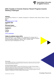 DNA Transfer in Forensic Science: Recent Progress towards Meeting Challenges