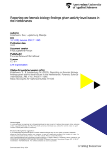 Reporting on forensic biology findings given activity level issues in the Netherlands