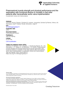 Preprocedural muscle strength and physical performance and the association with functional decline or mortality in frail older patients after transcatheter aortic valve implementation