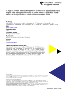 A higher protein intake at breakfast and lunch is associated with a higher total daily protein intake in older adults: a post-hoc cross-sectional analysis of four randomised controlled trials