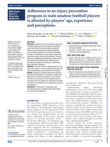 Adherence to an injury prevention program in male amateur football players is affected by players’ age, experience and perceptions