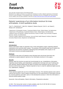 Patients’ experiences of an information brochure for knee arthroplasty