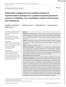 Stakeholder engagement from problem analysis to implementation strategies for a patient-reported experience measure in disability care