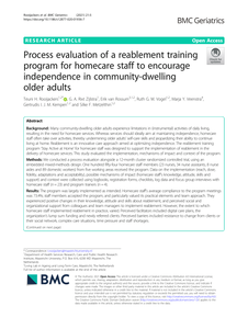 Process evaluation of a reablement training program for homecare staff to encourage independence in community-dwelling older adults