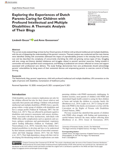 Exploring the Experiences of Dutch Parents Caring for Children with Profound Intellectual and Multiple Disabilities