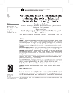 Getting the Most of Management Training - the Role of Identical Elements for Training Transfer