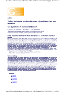 Vallen : incidentie en risicofactoren bij patiënten met eenberoerte, een systematisch literatuuronderzoek