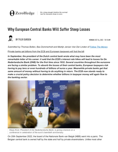 Why European Central Banks Will Suffer Steep Losses